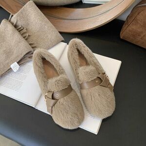 Women's Faux Fur Loafers in Brown